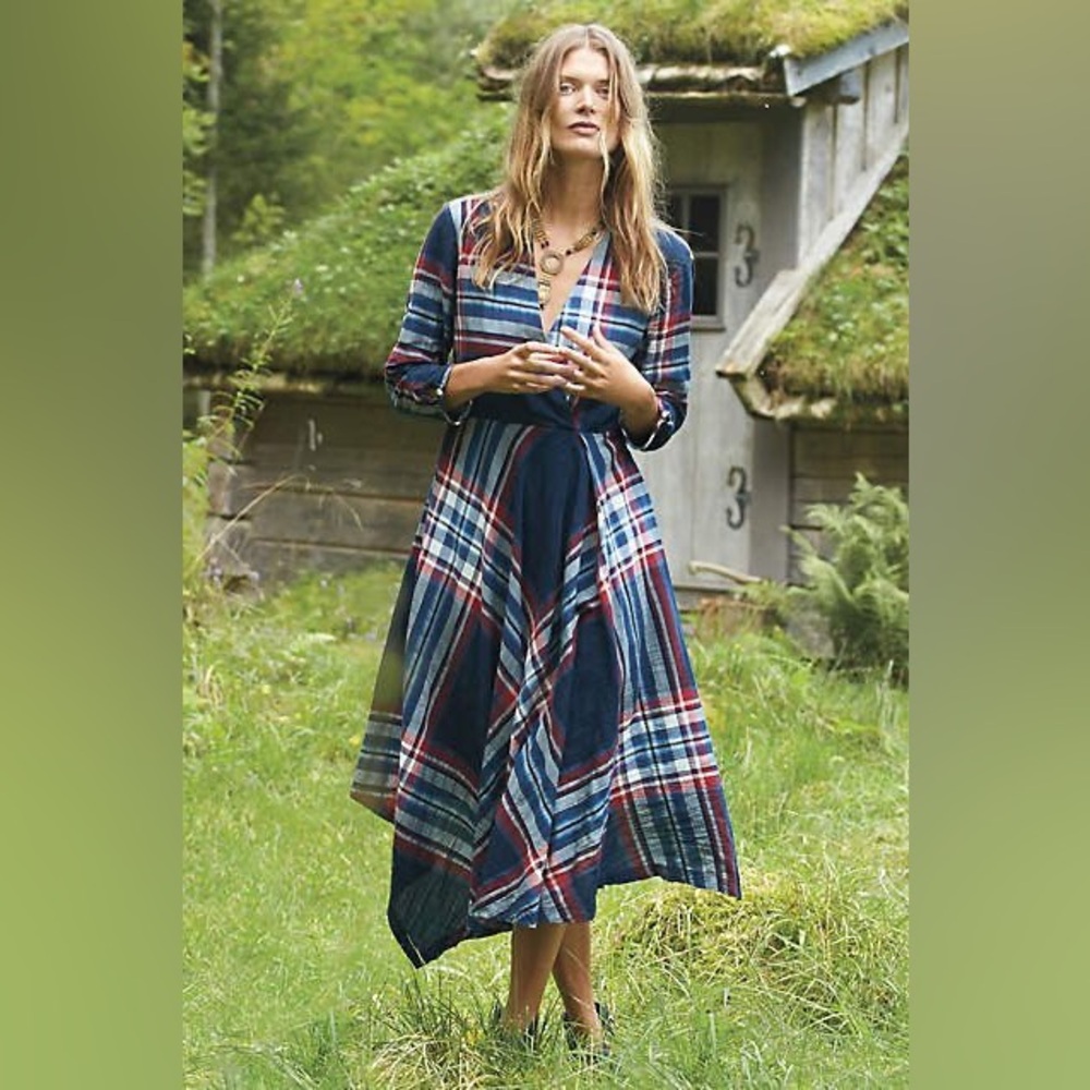 Isabela Sinclair Plaid V-Neck Maxi Dress
